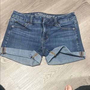 American Eagle Outfitters Women's Blue Midi Denim Shorts